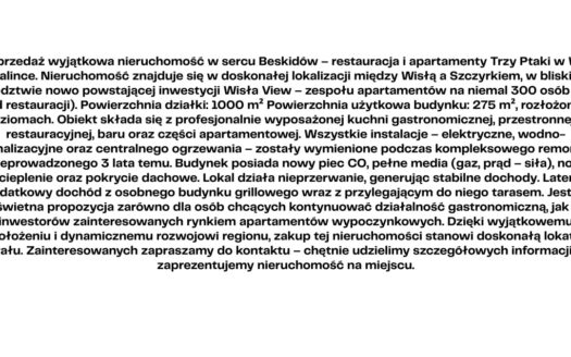 Nieruchomość komercyjna WIsła Malisnka